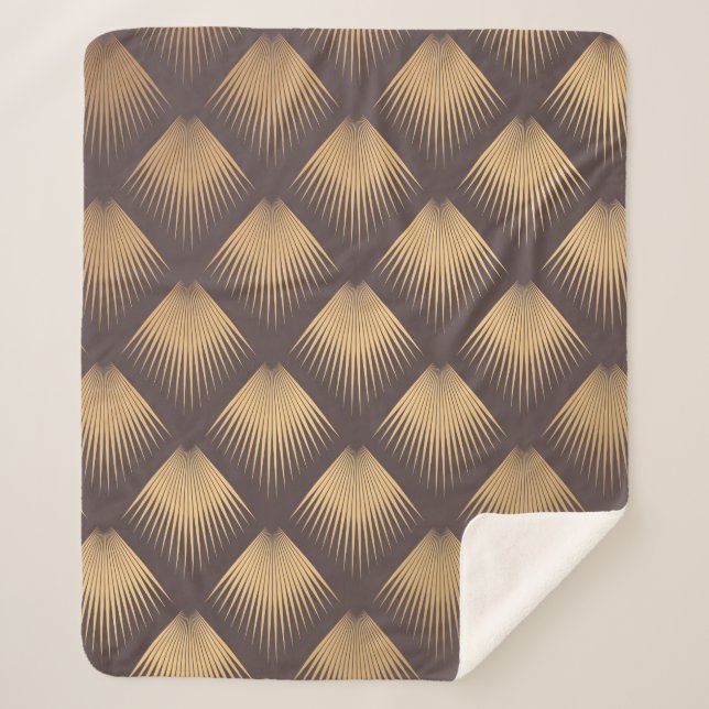 Couverture Sherpa Art Deco Pattern. Seamless golden background. Mini (Devant)