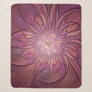 Couverture Sherpa Art floral fractal moderne abstrait couleurs de ba