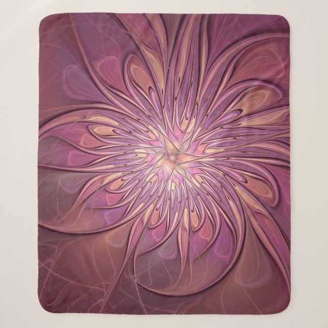 Couverture Sherpa Art floral fractal moderne abstrait couleurs de ba (Devant)