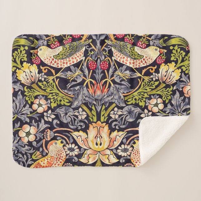 Couverture Sherpa Art floral Nouveau de voleur de fraise de William (Devant (Horizontal))