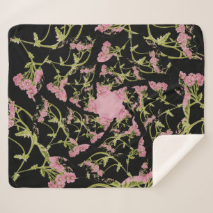 Couverture Sherpa Art fractal d'Achille rose et noir