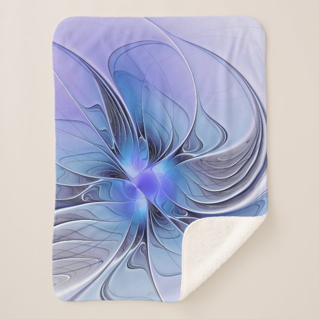 Couverture Sherpa Art fractal moderne abstrait bleu lavande (Devant)