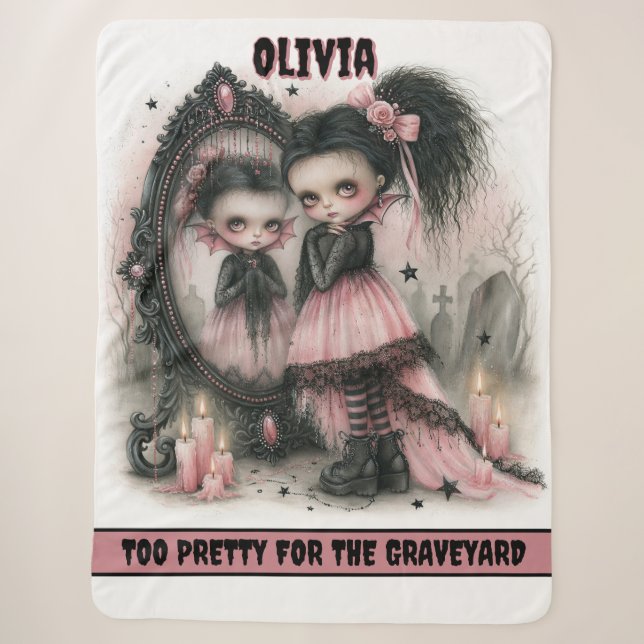 Couverture Sherpa Art Miroir Vampire Goth Pastel  Épouvantable  (Devant)