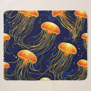Couverture Sherpa Art Motif de méduse orange