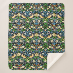 Couverture Sherpa Art Nouveau Motif de tapisserie d'oiseaux et de fl