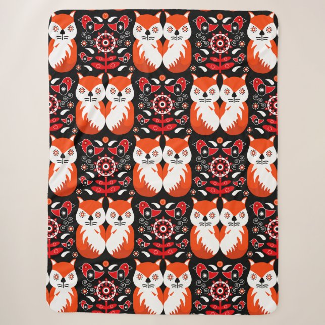 Couverture Sherpa Art populaire de renard scandinave (Devant)