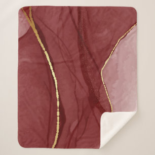 Couverture Sherpa Art Resin, marsala rouge foncé abstrait arrière -