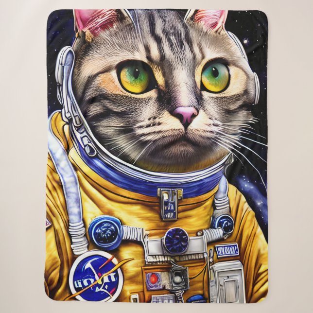 Couverture Sherpa Artwork de chats d'astronautes (Devant)