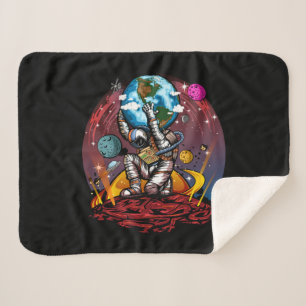 Couverture Sherpa Atlas Astronaute Tenant la Terre Mars Galaxie Cosm
