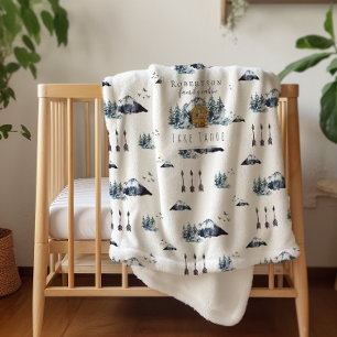Couverture Sherpa Au Cabine   Family Name Wilderness Blanket