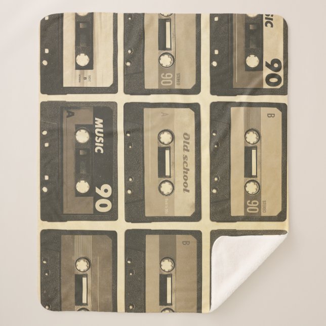 Couverture Sherpa Audio Cassette, Retro Poster Hip-Hop. (Devant)
