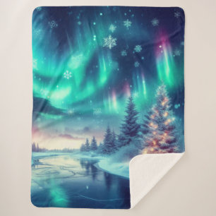Couverture Sherpa aurora borealis/Noël/hiver