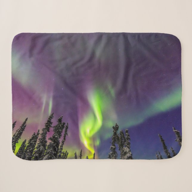 Couverture Sherpa Aurore Boréale | Fairbanks, Alaska (Devant (Horizontal))