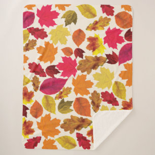 Couverture Sherpa Automne Automne Couleurs Feuille doux