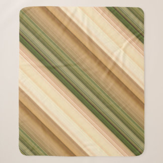 Couverture Sherpa Automne Daisy Brun, Crème et Rayure Verte