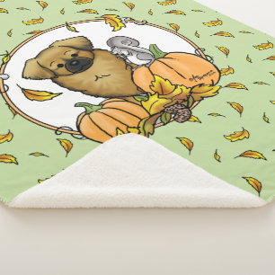 Couverture Sherpa Automne Espagnol Tibétain (Brown) Chien Citrouille