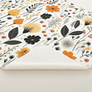 Couverture Sherpa Automne Moderne Boho Automne Botanique Floral