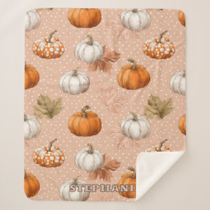 Couverture Sherpa Automne Rustic Harvest - Citrouille et Feuille