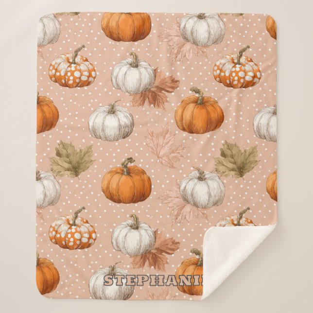 Couverture Sherpa Automne Rustic Harvest - Citrouille et Feuille (Devant)