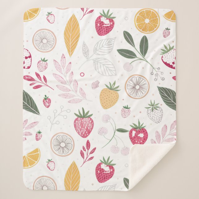 Couverture Sherpa aux Fraises Douces – Moyenne (Devant)