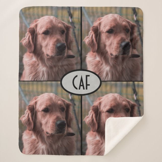 Couverture Sherpa avec monogramme et images person (Devant)