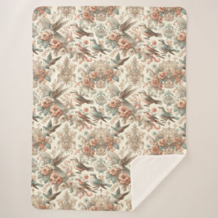 Couverture Sherpa Aviaire victorien : Un jardin pastel
