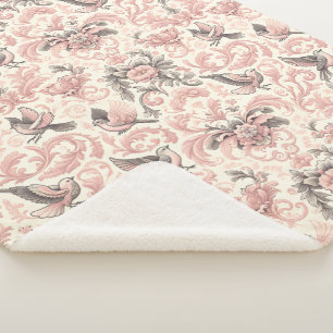 Couverture Sherpa Avion victorien : un jardin pastel rose