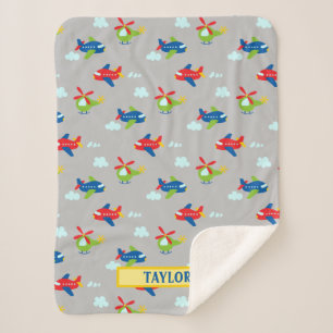 Couverture Sherpa Avions, Hélicoptères & Nuages Artwork Lt Grey, Nom