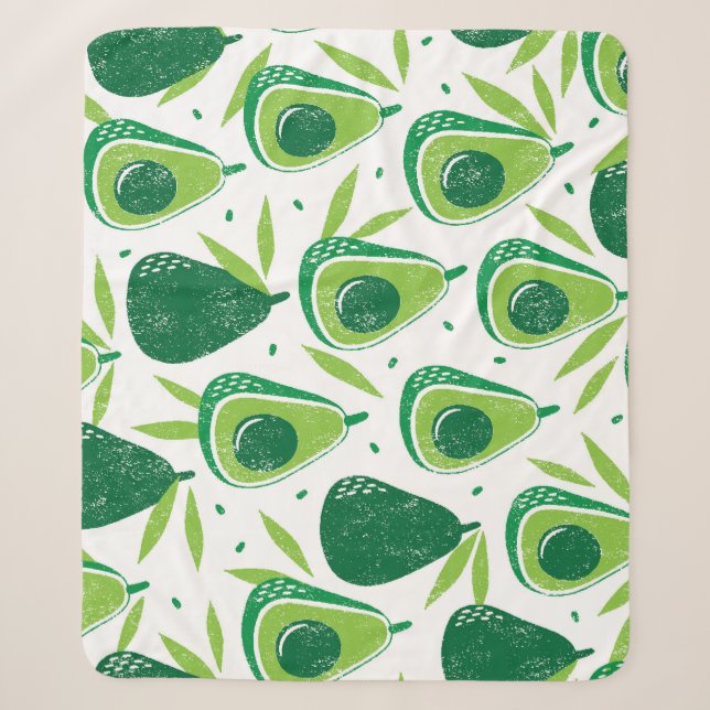 Couverture Sherpa Avocado, timbre texturé, motif transparent. (Devant)