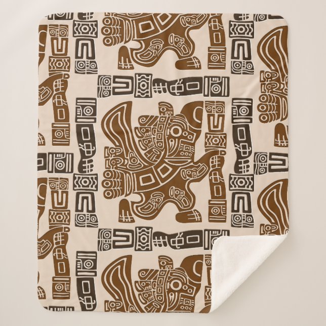 Couverture Sherpa Aztec Eagle Guerrier Tribal Art antique (Devant)