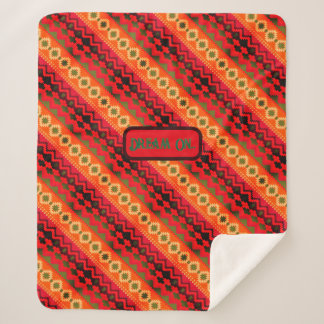 Couverture Sherpa Aztèque rouge orange vert
