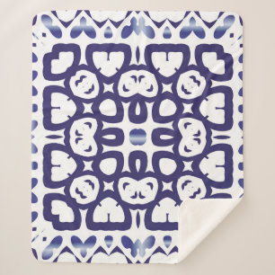 Couverture Sherpa azulejo portugais traditionnel orné. mer vintage