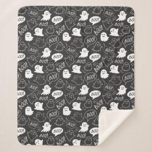 Couverture Sherpa B&W Cute Doodle Halloween Motif