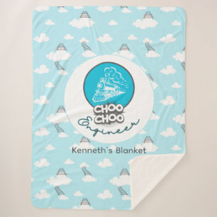 Couverture Sherpa Baby Blue Train Choo Choo Ingénieur Sherpa Blanket