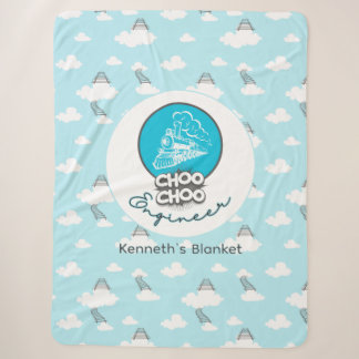 Couverture Sherpa Baby Blue Train Choo Choo Ingénieur Sherpa Blanket
