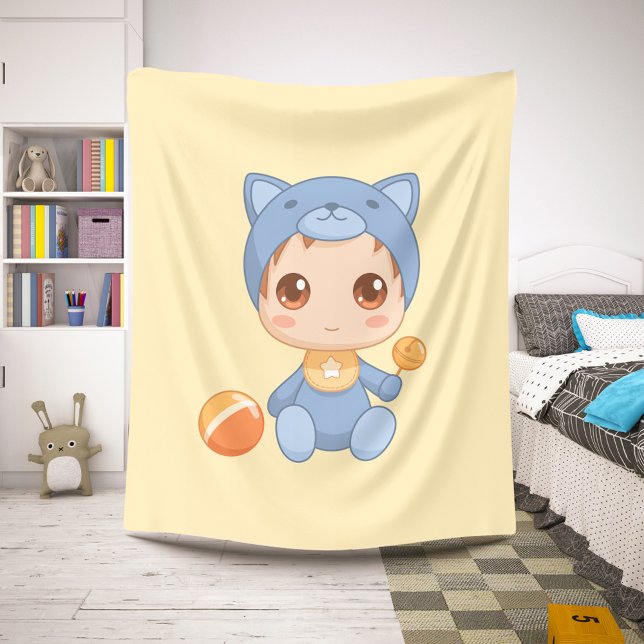 Couverture Sherpa Baby Boy Girl Chat Jumpsuit Jaune (Créateur téléchargé)