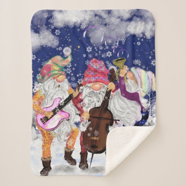 Couverture Sherpa Baby de Noël Sherpa Blanket Gnomes Music Band (Devant)