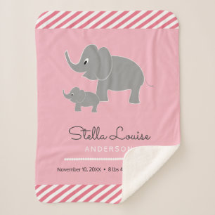 Couverture Sherpa Baby Elephant and Umbrella Baby Girl Birth Stats