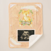 Baby Fox Custom Ultrasound Photo Sherpa Blanket