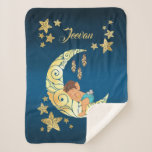 Couverture Sherpa Baby Ganesha with moon and stars<br><div class="desc">This illustration depicts baby Ganesha sleeping on a golden moon amongst the stars. The design is based on the Hindu dieu Ganesha (also known as Ganapati), the dieu with the head of a elephant. Ganesha is one of the most loved gods and is widely revered as the remover of obstacles...</div>