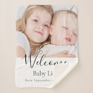 Couverture Sherpa Baby newborn welcome photo name