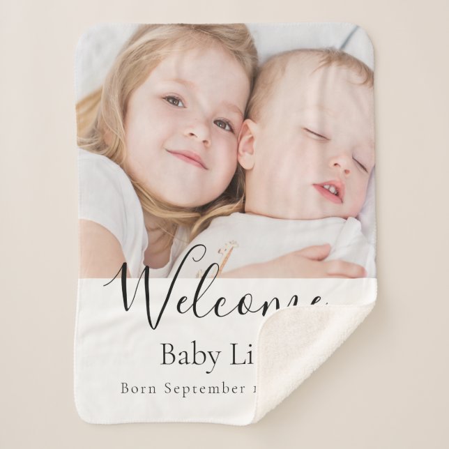 Couverture Sherpa Baby newborn welcome photo name (Devant)