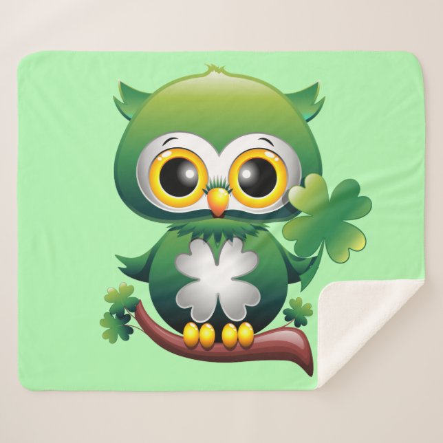Couverture Sherpa Baby Owl St Patrick Paddy Cartoon (Devant (Horizontal))