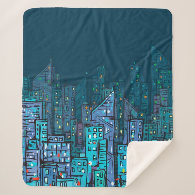 Couverture Sherpa Background of night Cityscape. Hand drawn illustra (Devant)