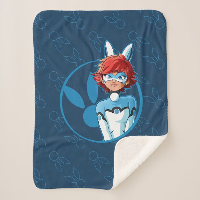 Couverture Sherpa Badge Bleu Bunnyx (Devant)