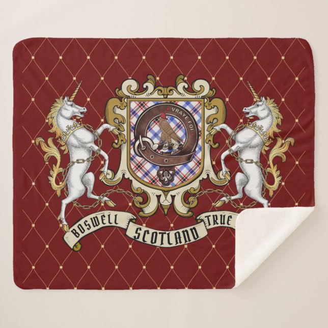 Couverture Sherpa Badge Boswell Clan & Tartan (Devant (Horizontal))