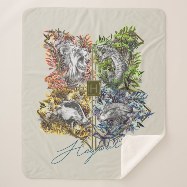 Couverture Sherpa Badge HOGWARTS™ Floral Graphic (Devant)