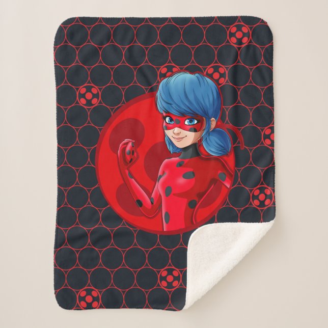 Couverture Sherpa Badge rouge Ladybug (Devant)