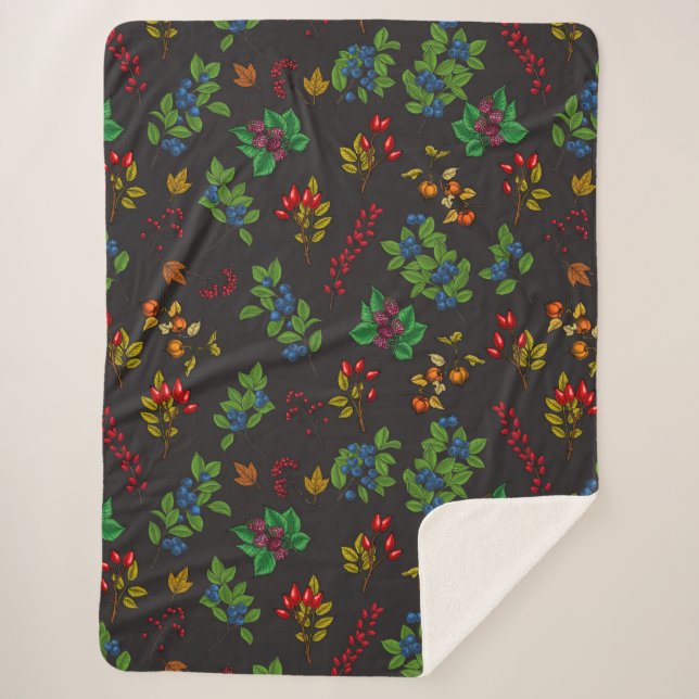 Couverture Sherpa Baies d'automne sur chocolat brun (Devant)