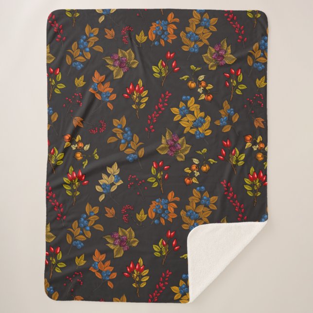 Couverture Sherpa Baies d'automne sur chocolat brun 2 (Devant)